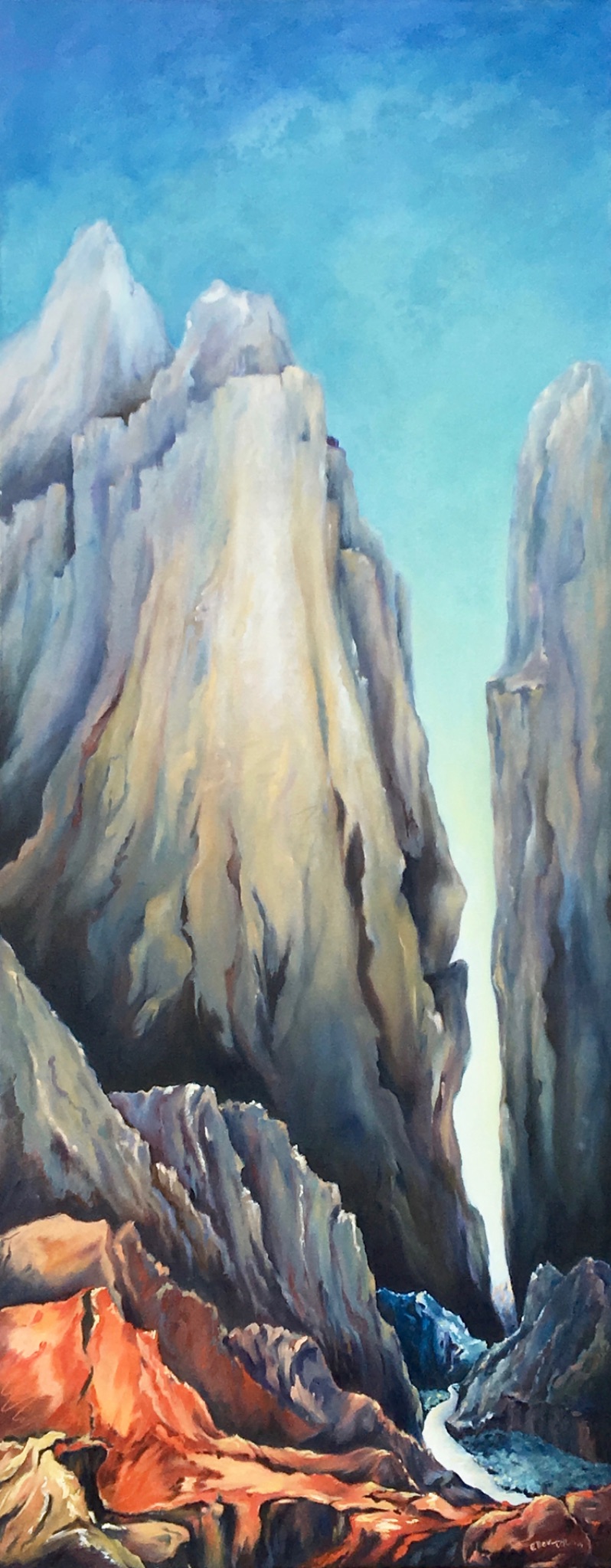 13 Mountains Öl auf Leinwand 200 x 80 cm